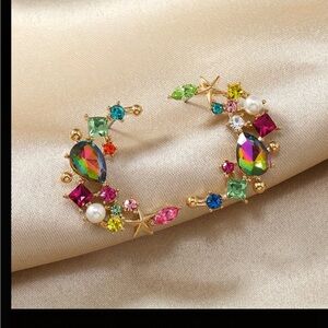 Colorful Gemstone Crescent Earrings